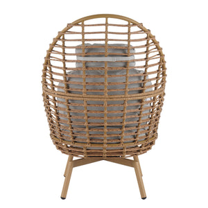 English Elm Christopher Knight Home® - Ellis Outdoor Wicker High-Back Swivel Lounge Chair with Teak Legs, 360° Pivot, Weatherproof Rattan & Cushions N775P271983B