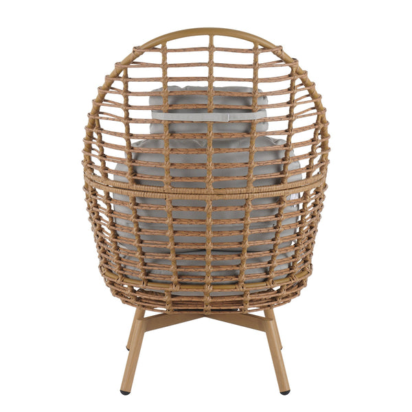 English Elm Christopher Knight Home® - Ellis Outdoor Wicker High-Back Swivel Lounge Chair with Teak Legs, 360° Pivot, Weatherproof Rattan & Cushions N775P271983B
