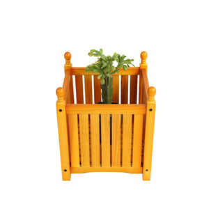 English Elm Wood Teak Square Planter Box for Porch Patio Garden - Stylish Outdoor Flower & Herb Container, Easy Assemble W495P315776