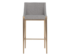 Sunpan DIONNE Barstool - Modern Design with Antique Brass Legs for Stylish Dining and Bar Areas Pebble 112414