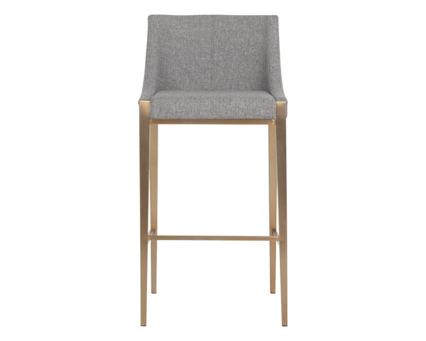 Sunpan DIONNE Barstool - Modern Design with Antique Brass Legs for Stylish Dining and Bar Areas Pebble 112414