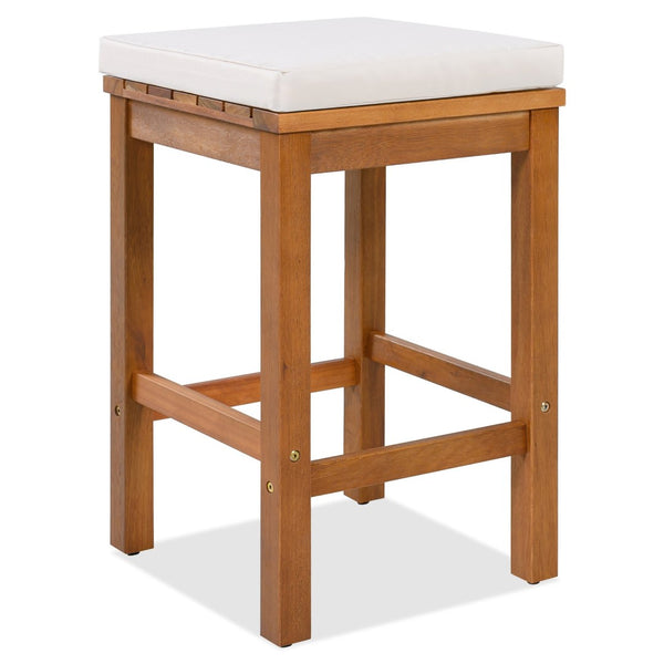 English Elm 5 Piece Acacia Wood Outdoor Bar Set with Four Cushioned Stools for Patio Dining N704G201252K