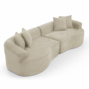 English Elm Modern Chenille Cloud Sectional Sofa Curved 4 Seat Living Room Couch Ready to Use Camel W1413S00132