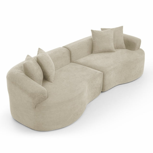 English Elm Modern Chenille Cloud Sectional Sofa Curved 4 Seat Living Room Couch Ready to Use Camel W1413S00132