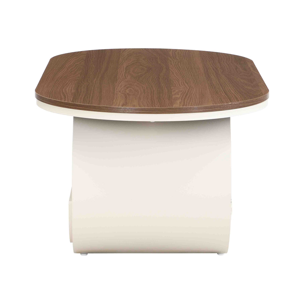 English Elm Luxury Oval Coffee Table with Drawer 47.24" — Sturdy White Metal Frame, Adjustable Feet, 110lb Capacity W821S00032
