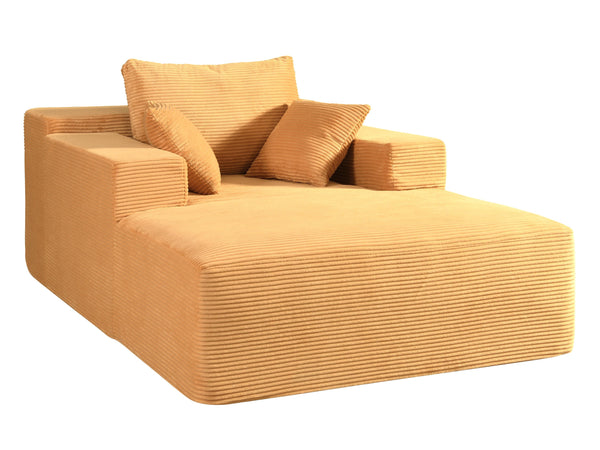 English Elm Convertible Boneless Chaise Lounge Sofa — Oversized Corduroy Sleeper Chair with Pillows, No Assembly Yellow B2735P383861