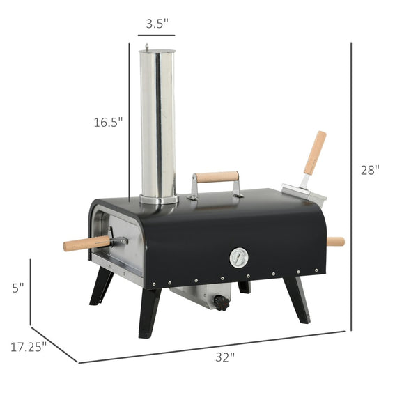 English Elm Outsunny Wood Pellet Pizza Oven Portable Rotating Stone Stainless Backyard Grill W2225P175531
