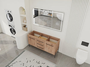English Elm 60" Freestanding Bathroom Vanity with Soft-close Doors and Three Drawer Storage W999P405133