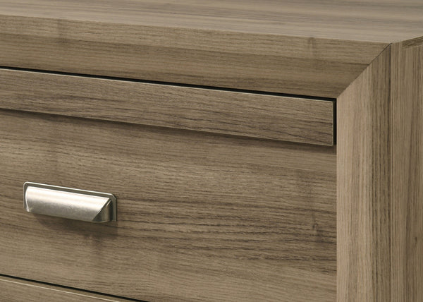 English Elm 1pc Contemporary Two-Drawer Nightstand 23.6"x15.9"x23.6" Warm Wood Finish Metal Pulls Stylish Bedroom Storage B2741P383315