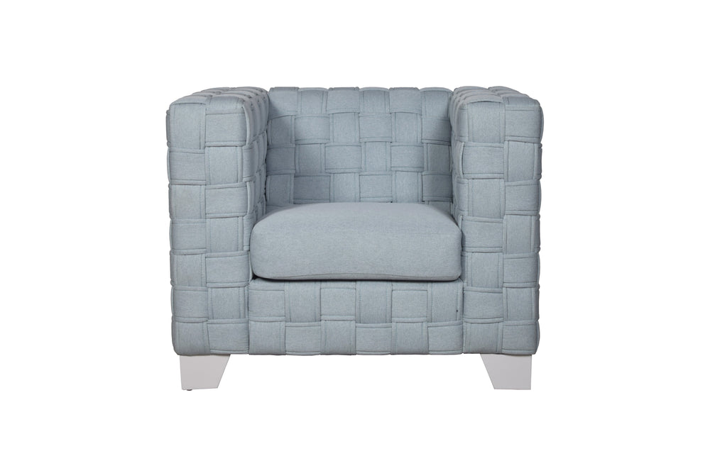 English Elm Saree Light Teal Chenille Accent Chair with Pocket Coil Seat, KD Legs, Plush Foam, Durable Frame B2726P256343