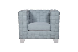 English Elm Saree Light Teal Chenille Accent Chair with Pocket Coil Seat, KD Legs, Plush Foam, Durable Frame B2726P256343