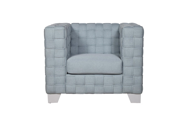 English Elm Saree Light Teal Chenille Accent Chair with Pocket Coil Seat, KD Legs, Plush Foam, Durable Frame B2726P256343