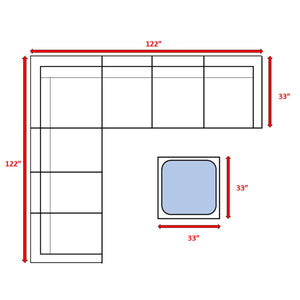 English Elm Fully Assembled 122'' Wicker L-Shaped Sectional Sofa With Cushions For Stylish Outdoor Spaces B120S00237