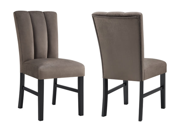 English Elm 6pc Faux Marble Dining Set with Sculptural Black Pedestal, Tufted Upholstered Chairs & Bench B011S01939