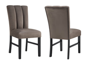 English Elm 7pc Faux Marble Dining Set with Black Pedestal Table & Plush Brown Upholstered Chairs, Modern Elegance B011S01938