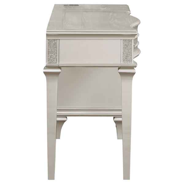 English Elm Colwood Four Drawer Glam Vanity Desk with Crystal Knobs and Built in Usb Charging B062S01490