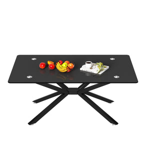 English Elm 39.37" Rectangle Black Glass Coffee Table – Modern Design With Durable Metal Legs For Any Space W241P227961