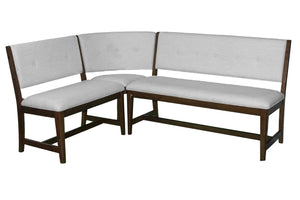 English Elm Cherry Curved Dining Set with Bench & 2 Side Chairs, Solid Wood/MDF, Off White Accents, 5-PC Cozy B2699S00070