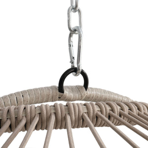 English Elm Outdoor rattan egg swing chair with fold-away HDPE wicker, stainless kit, cushioned cocoon for patio White W2500P231662