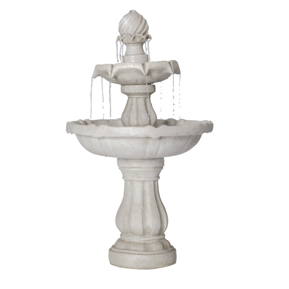 English Elm 37.4"h Two-tier Polyresin Pedestal Fountain Cascading Stone-look Patio Garden Feature N765P355059W