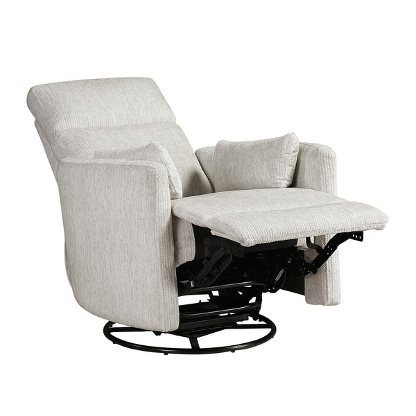 English Elm Modern Swivel Glider Recliner Chair with 360° Rotation, Plush Microfiber Upholstery & Pillows for Nursery Living Room Comfort Beige 33 L x 32.5 W x 26 H B011P395821