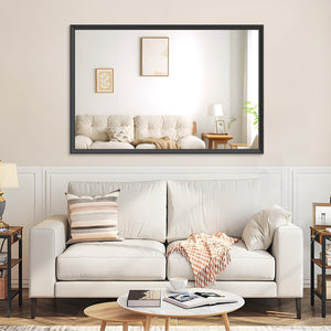 English Elm 60"X40" Oversized Modern Mirror With Black Aluminum Frame - Perfect For Bathroom, Living Room & More! W708P297668