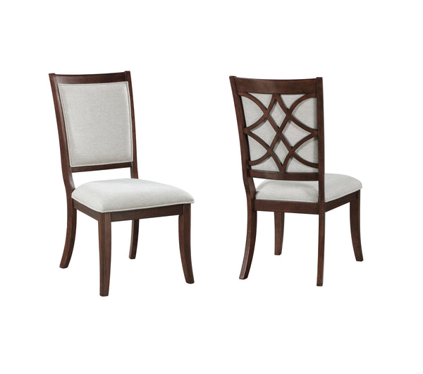 English Elm Traditional Upholstered Dining Armchairs Set of 2 with Dark Walnut Inlay, Beige Plush Seats, Sturdy Wood Frame Cherry 42.75 L x 13.25 W x 20.75 H B011P309916
