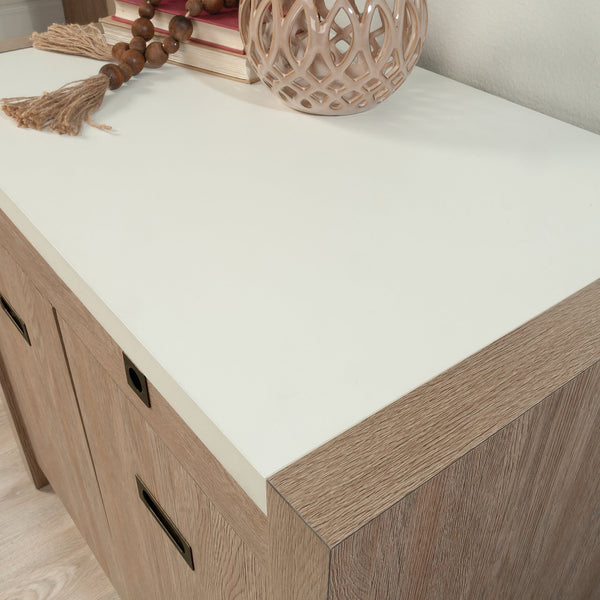 English Elm Library Base - Contemporary Brown Storage Solution With Integrated Power For Home & Office Organization B356P402734