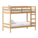 Simple Solid Wood Twin Over Twin Bunk Bed Natural Pine SOPB3HNPWS Walker Edison