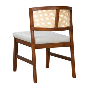 English Elm Rattan Back Armless Dining Chairs Upholstered Seat Rubberwood Frame Kitchen Set of 2 Walnut N842P400687W
