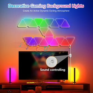 English Elm 20-pack Triangular Rgb Led Wall Panels Modular Music Sync Smart App Gaming Room Lights W2312P466897