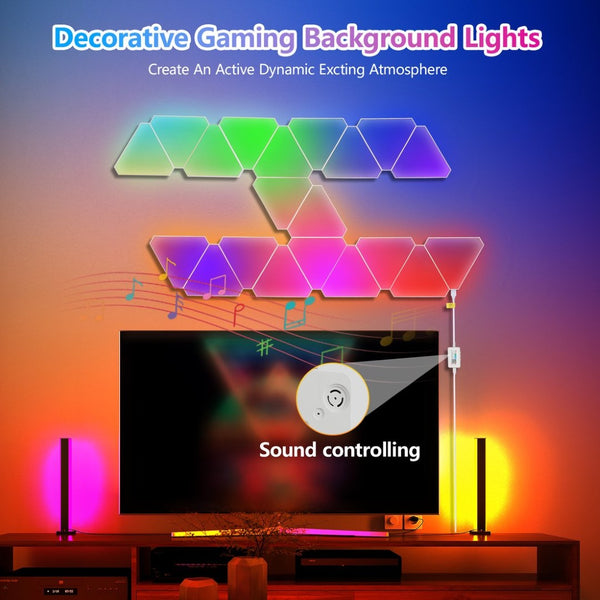 English Elm 20-pack Triangular Rgb Led Wall Panels Modular Music Sync Smart App Gaming Room Lights W2312P466897