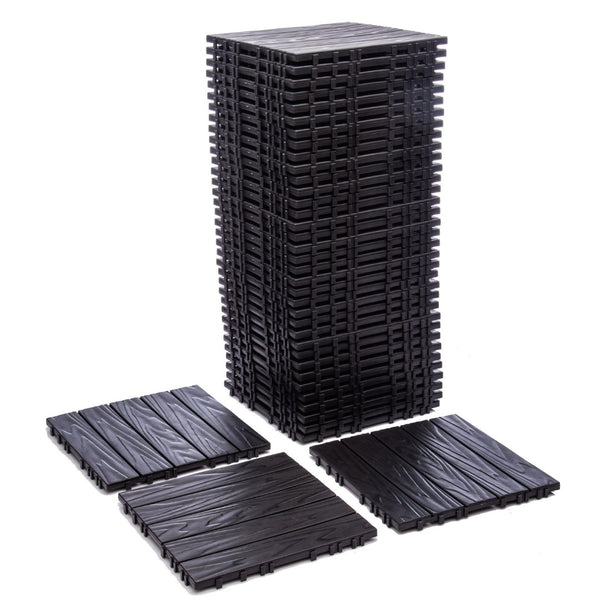 English Elm 68-pack Interlocking Plastic Deck Tiles Wood Grain Waterproof Outdoor Patio Floor Set W1578P454036