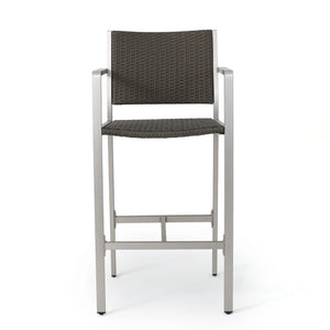 English Elm Christopher Knight Home® - Outdoor Rust-Proof 29.5" Wicker Barstools Set of 2 — Lightweight Aluminum Frame, Weather-Resistant Seating Grey 60011.00-4