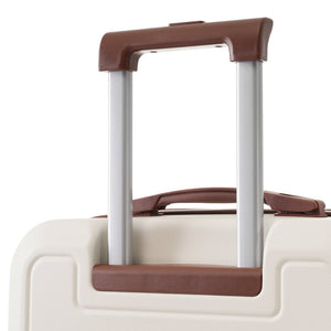 English Elm 4 Piece Hard Shell Abs Luggage Set with Spinner Wheels Tsa Lock and Packing Cubes Brown+White N732P197378K