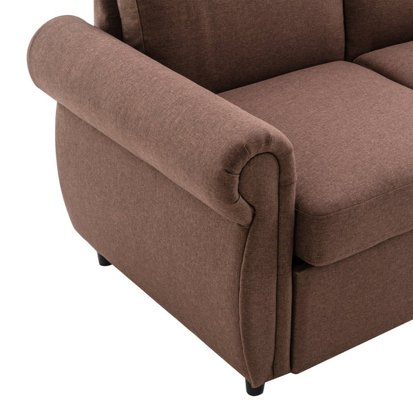 English Elm 57.9" Orisfur Pull Out Sofa Bed Loveseat Sleeper with Twin Memory Mattress, Linen Upholstery, USB Ports Brown N719P210624D