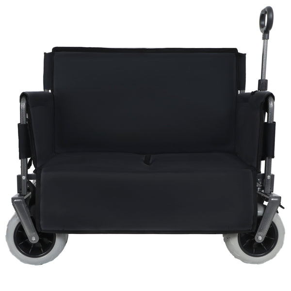 English Elm 3-in-1 Convertible Folding Utility Wagon with Bench Seat All Terrain Heavy Duty Black W2932P354211