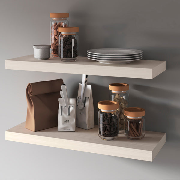 English Elm White Oak Floating Shelf with Concealed Mounts, Scratch‑Resistant Finish, Warm Natural Grain 31.5" x 9.8" B062P373795