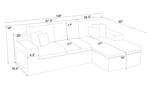 English Elm Coffee-bean Sculpted Sectional Sofa Curved Pod Cushions Corner Living Room Lounge B2748S00127