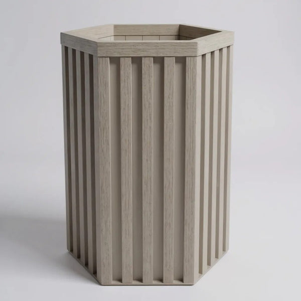 English Elm Hexagon Column Aluminum Outdoor Planter Geometric Architectural Patio Entryway Accent Brown Grey B2755P462187
