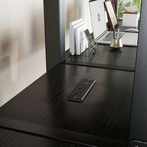 English Elm Twin Metal Loft Bed With Dual Desks, Wardrobe, Shelves & Power Outlet For Ultimate Space-Saving Design W1580S00114-GIGA