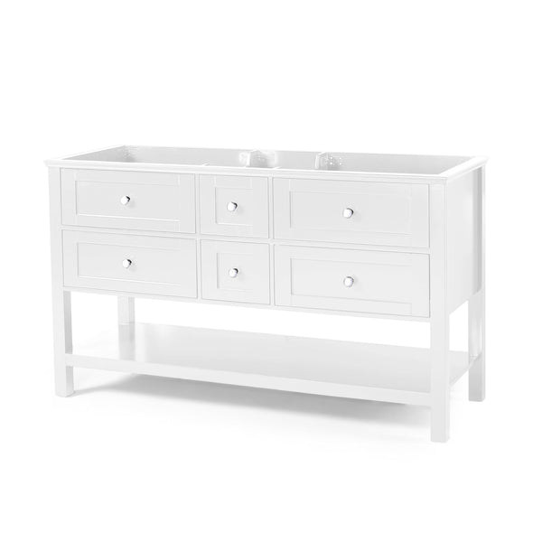English Elm Christopher Knight Home® - 60'' 60" Double Vanity Cabinet White Wood with 4 Soft-Closing Drawers, Zinc Handles, Open Back for Plumbing (60.25"W x 21.75"D x 35.5"H) 65297.00