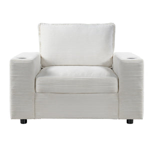 English Elm Christopher Knight Home® - 42.8" Oversized Chaise Lounge with Storage Ottoman, Corduroy Upholstery, USB Port & Cup Holders for Cozy Living Space Beige N765P350851W