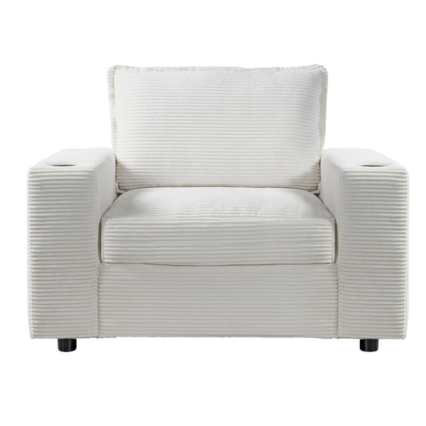 English Elm Christopher Knight Home® - 42.8" Oversized Chaise Lounge with Storage Ottoman, Corduroy Upholstery, USB Port & Cup Holders for Cozy Living Space Beige N765P350851W