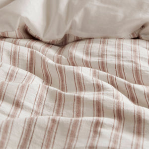 English Elm 3 Pcs King Duvet Set In Terracotta - Soft Yarn-Dyed Fabric For Cozy, Earthy Elegance In Any Bedroom B035P319226