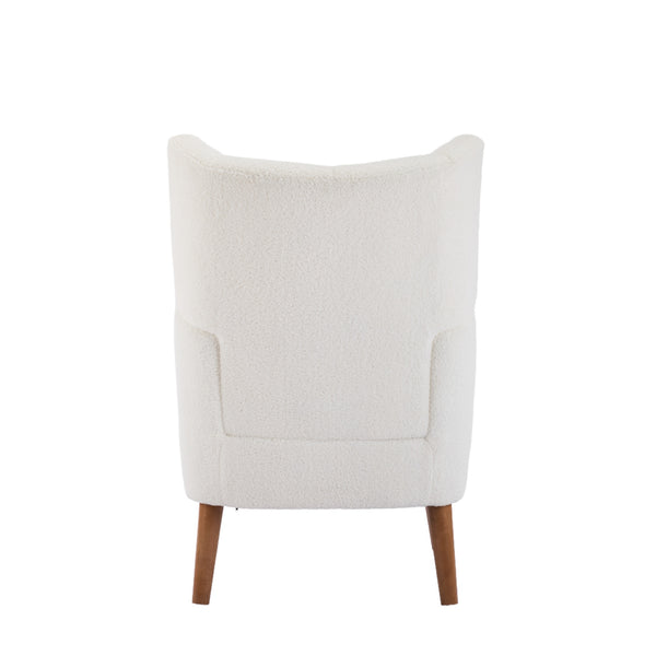 English Elm Christopher Knight Home® - Accent Ivory Teddy Fabric High-Back Armchair with 5.5" Cushion, Curved Arms & Birch Legs, Cozy Support N817P335062W