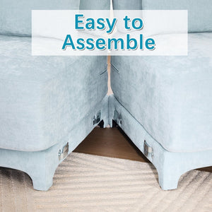 English Elm Three Elegant Sky-Blue Chenille Sofa With 3 Movable Ottomans & Lumbar Pillow For Versatile Comfort W714S01209-GIGA