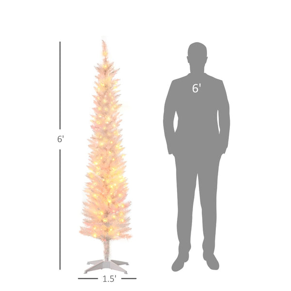 English Elm Christmas Slim Pencil Tree 6ft Tall Multicolor Led Lights with Eight Festive Modes T3971P420103