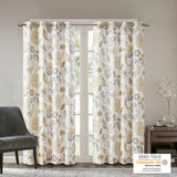 SunSmart Camille Casual Jacquard Printed Room Darkening Curtain Panel SS40-0216 Yellow