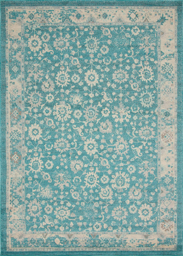 Unique Loom Penrose Krystle Machine Made Floral Rug Turquoise, Beige/Blue/Light Brown 10' 0" x 14' 1"